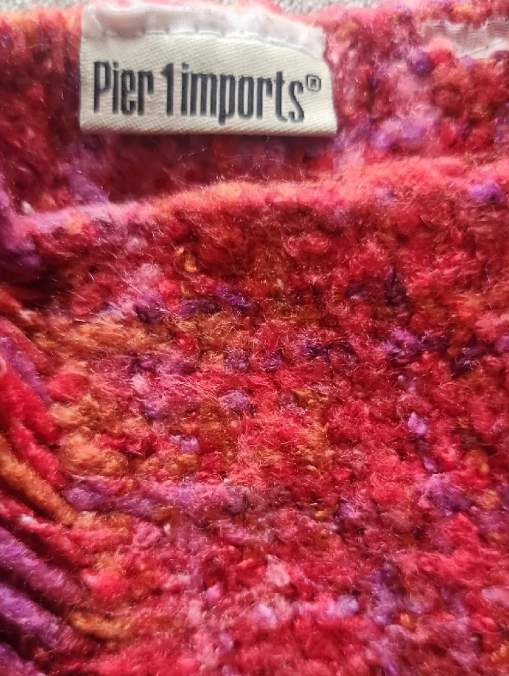 Pier 1 Imports Red-Purple Bouclé Fringe Scarf